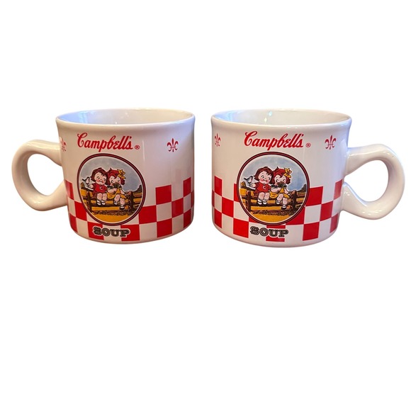 Campbell'S Other - Campbell's Soup Mugs Set of 2 Red Excellent Vintage 2000s Kids Graphic